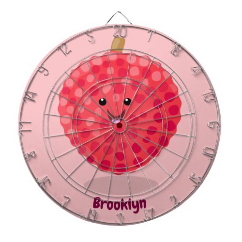 Cute pink lychee cartoon illustration dart board