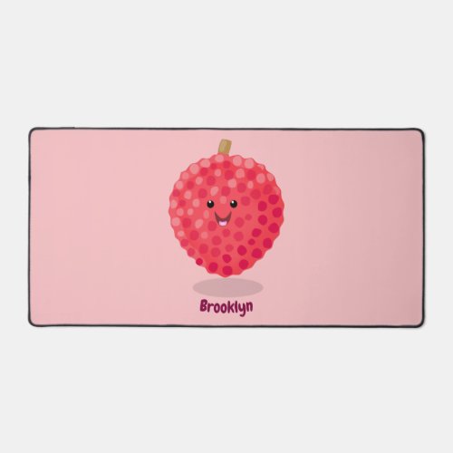 Cute pink lychee cartoon illustration desk mat