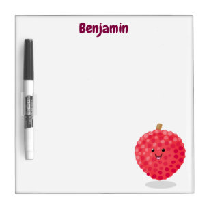 Cute pink lychee cartoon illustration dry erase board