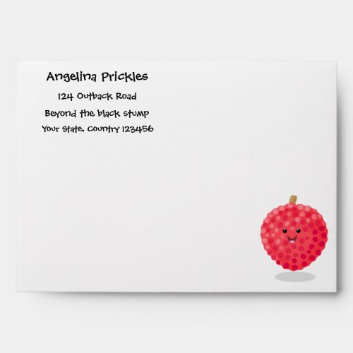 Cute pink lychee cartoon illustration envelope