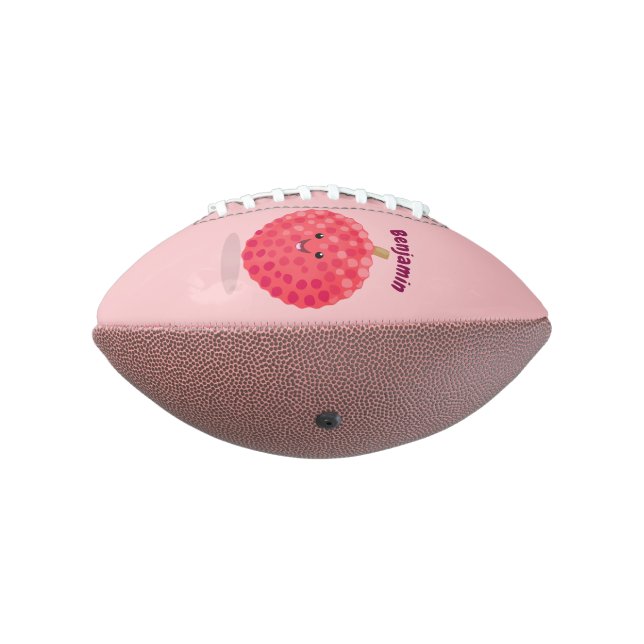 Cute pink lychee cartoon illustration football (Rotated 270)