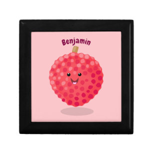 Cute pink lychee cartoon illustration gift box