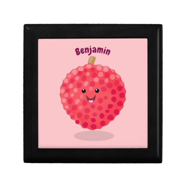 Cute pink lychee cartoon illustration gift box (Front)