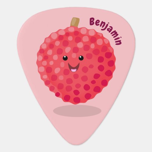 Cute pink lychee cartoon illustration  guitar pick
