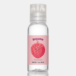 Cute pink lychee cartoon illustration hand sanitizer