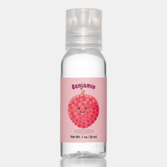 Cute pink lychee cartoon illustration hand sanitizer (Front)