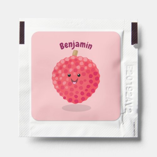 Cute pink lychee cartoon illustration hand sanitizer packet