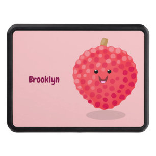 Cute pink lychee cartoon illustration hitch cover