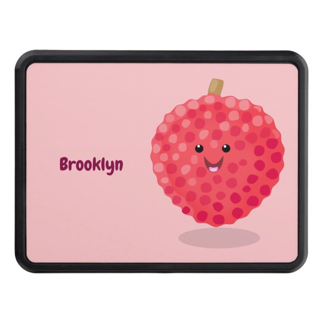 Cute pink lychee cartoon illustration hitch cover (Front)