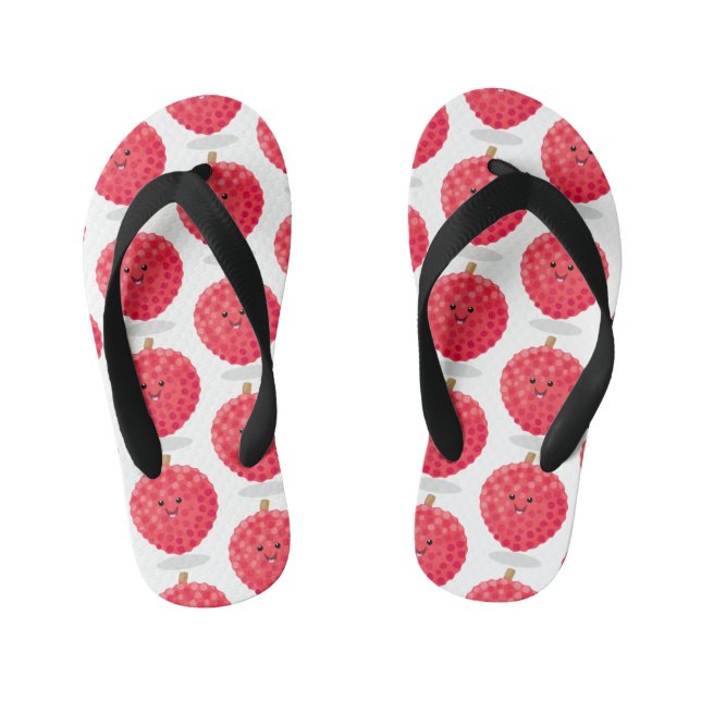 Cute pink lychee cartoon illustration kid's flip flops (Footbed)