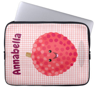 Cute pink lychee cartoon illustration laptop sleeve