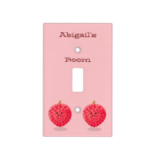 Cute pink lychee cartoon illustration light switch cover