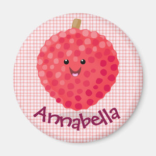 Cute pink lychee cartoon illustration magnet