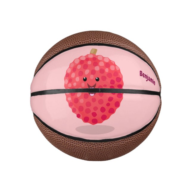 Cute pink lychee cartoon illustration mini basketball (Front)