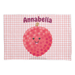 Cute pink lychee cartoon illustration pillow case