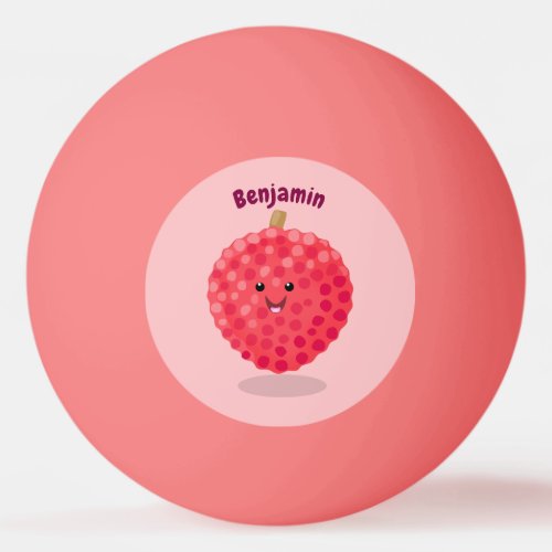 Cute pink lychee cartoon illustration ping pong ball