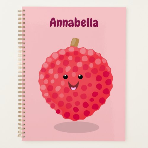 Cute pink lychee cartoon illustration planner