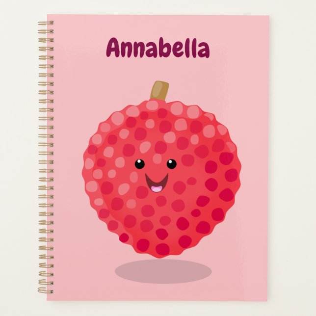 Cute pink lychee cartoon illustration planner (Front)