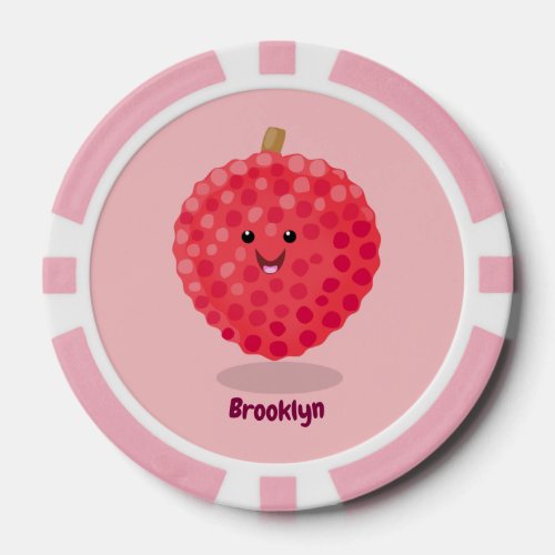 Cute pink lychee cartoon illustration poker chips