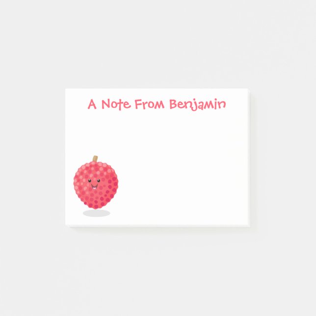 Cute pink lychee cartoon illustration post-it notes (Front)