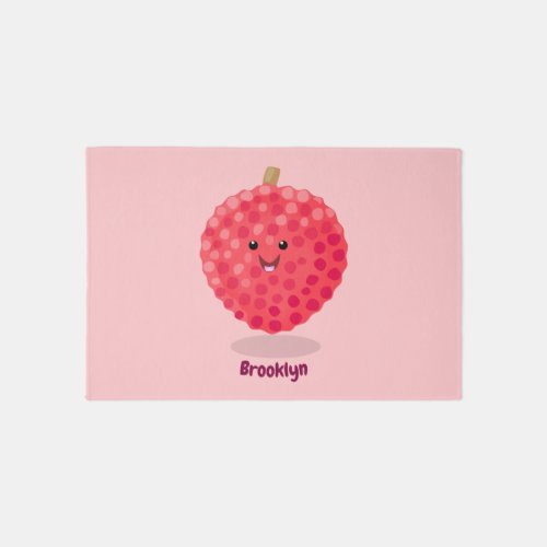 Cute pink lychee cartoon illustration rug
