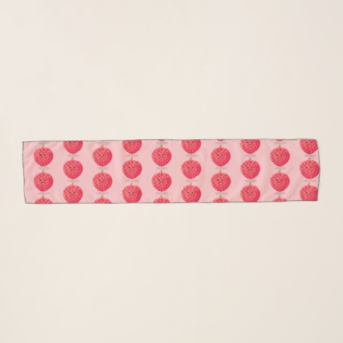 Cute pink lychee cartoon illustration scarf
