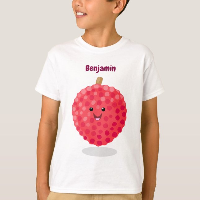 Cute pink lychee cartoon illustration T-Shirt (Front)