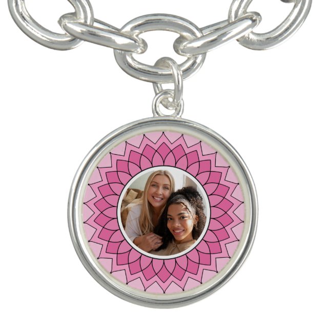 Cute Pink Mandala BFF Charm Friendship Bracelet (Design)