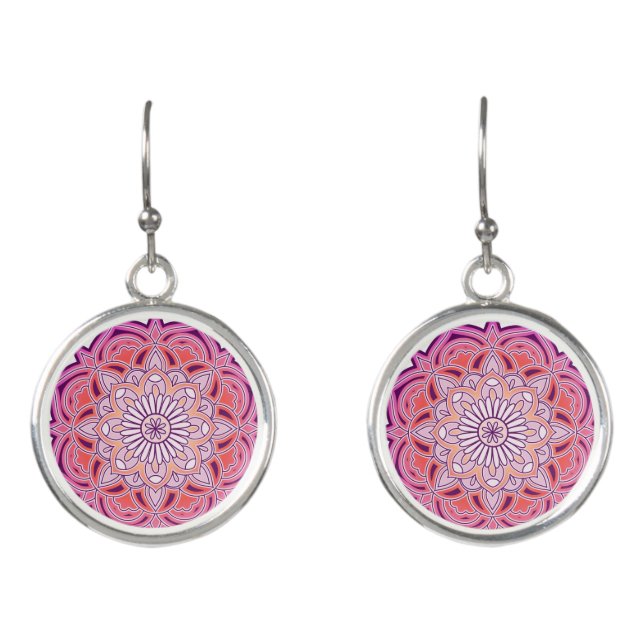 CUTE PINK MANDALA  EARRINGS (Front)