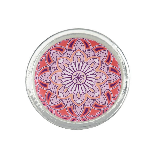 cute pink mandala  ring (Front)