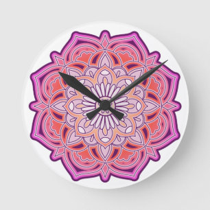 Cute Pink Mandala Round Clock