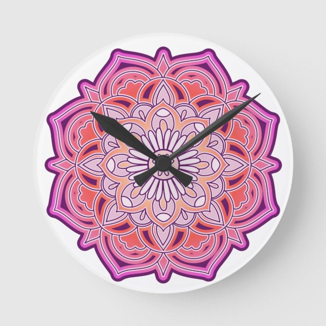 Cute Pink Mandala    Round Clock (Front)