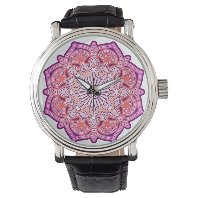 Cute Pink Mandala  Watch (Front)