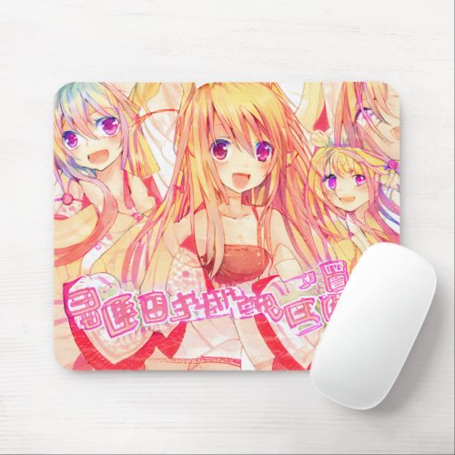 Cute Pink Manga Girls Waifu Kawa Anime Mouse Pad