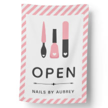 Cute Pink Manicurist Nail Artist Open