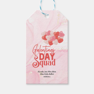 Cute Pink Marble Glitter Galentine's Day Gift Tags