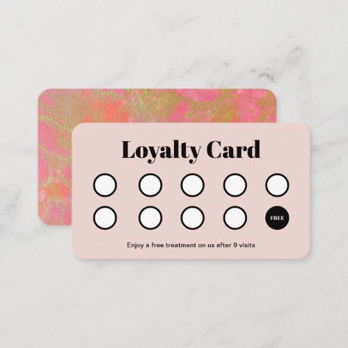 Cute Pink Marble Salon Customer Loyalty Punch Card