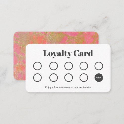 Cute Pink Marble Salon Customer Loyalty Punch Card