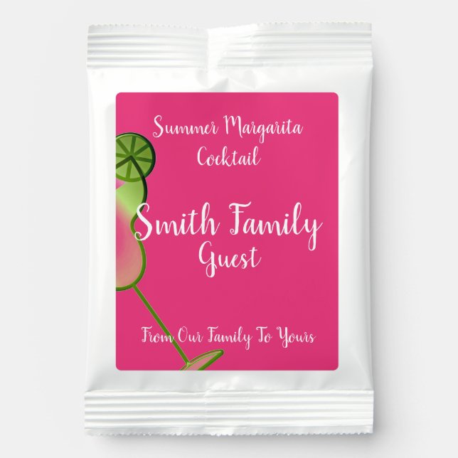 Cute Pink Margarita Cocktail Family Guest Parting Margarita Drink Mix (Front)