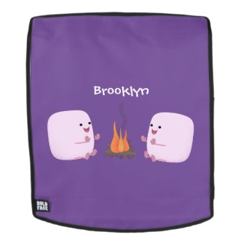 Cute Pink Marshmallows By Camp Fire Cartoon Backpack by thefrogfactory at Zazzle