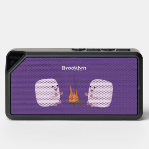 Cute pink marshmallows by camp fire cartoon bluetooth speaker
