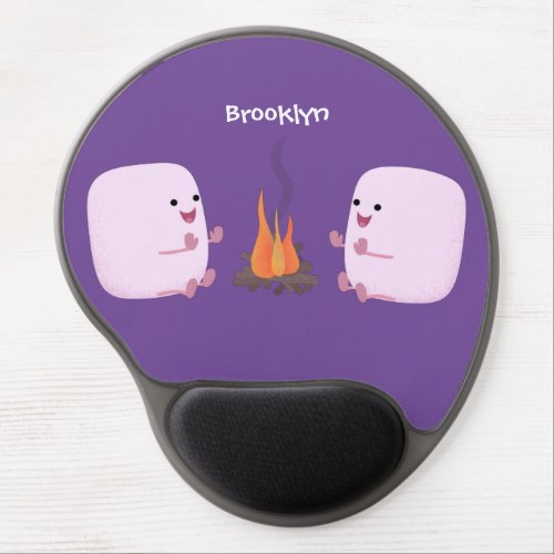 Cute pink marshmallows by camp fire cartoon gel mouse pad