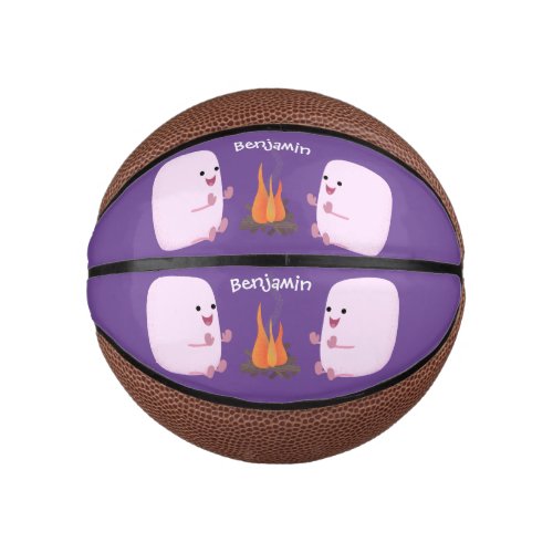 Cute pink marshmallows by camp fire cartoon mini basketball