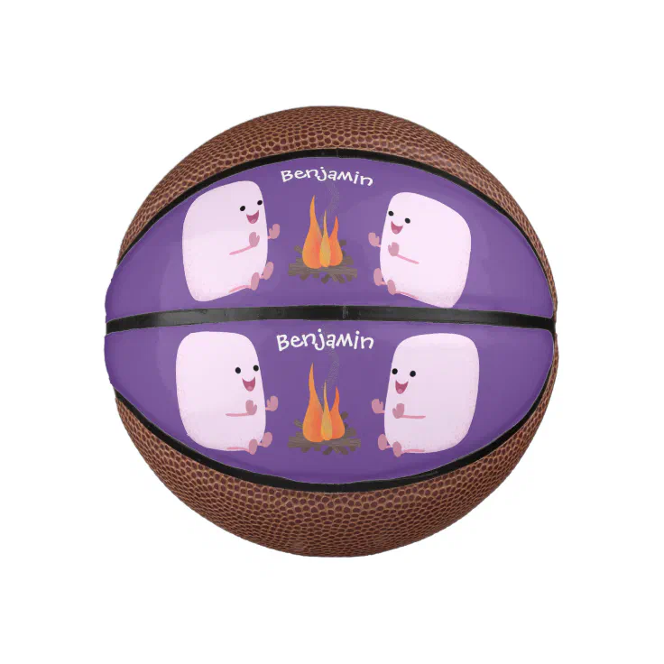 Cute pink marshmallows by camp fire cartoon mini basketball | Zazzle Cute pink marshmallows by camp fire cartoon mini basketball | Zazzle