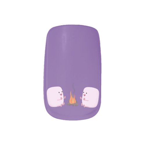 Cute pink marshmallows by camp fire cartoon minx nail art