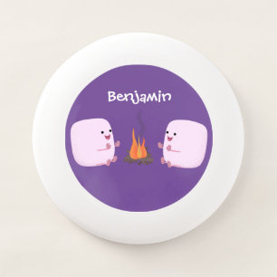 Cute pink marshmallows by camp fire cartoon Wham-O frisbee