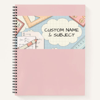 Cute Pink Math Tools Graphic Spiral Notebook