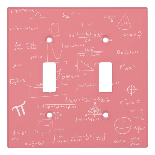 Cute Pink Mathematics Formulas and Graphics Light Switch Cover (Front)