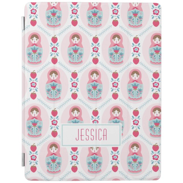 Cute Pink Matryoshka Nesting Doll iPad Smart Cover (Front)