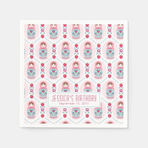 Cute Pink Matryoshka Nesting Doll Napkins